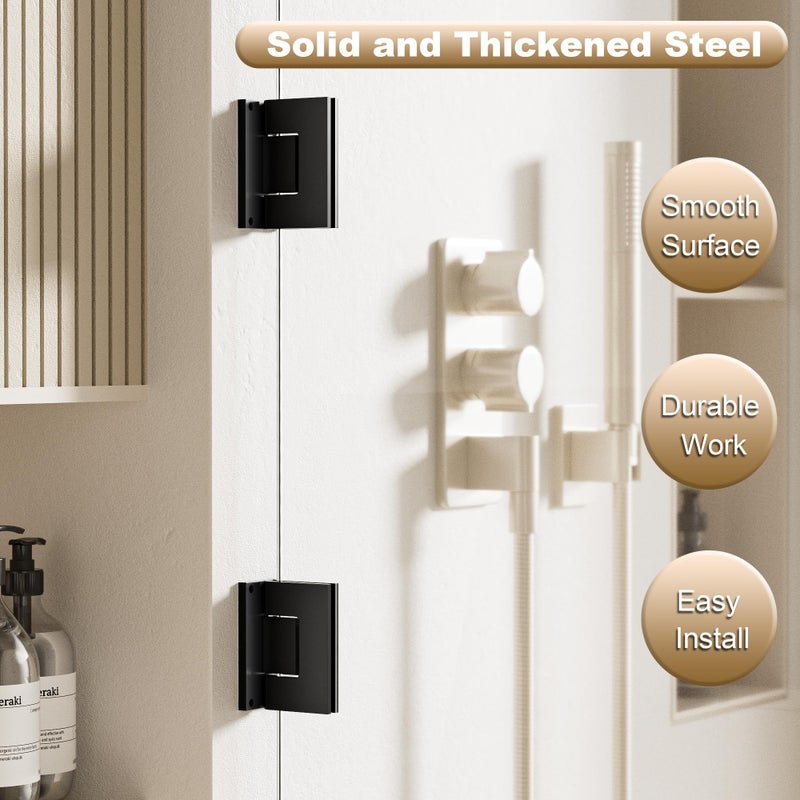 Alise Glass Shower Door Hinges, 90 Degree Hinges for Bathroom Doors,Heavy Duty Stainless Steel Cabinet Hinge Wall to Glass,Frameless Shower Doors Hardware Replacement Part,Black (1P) - Image 5